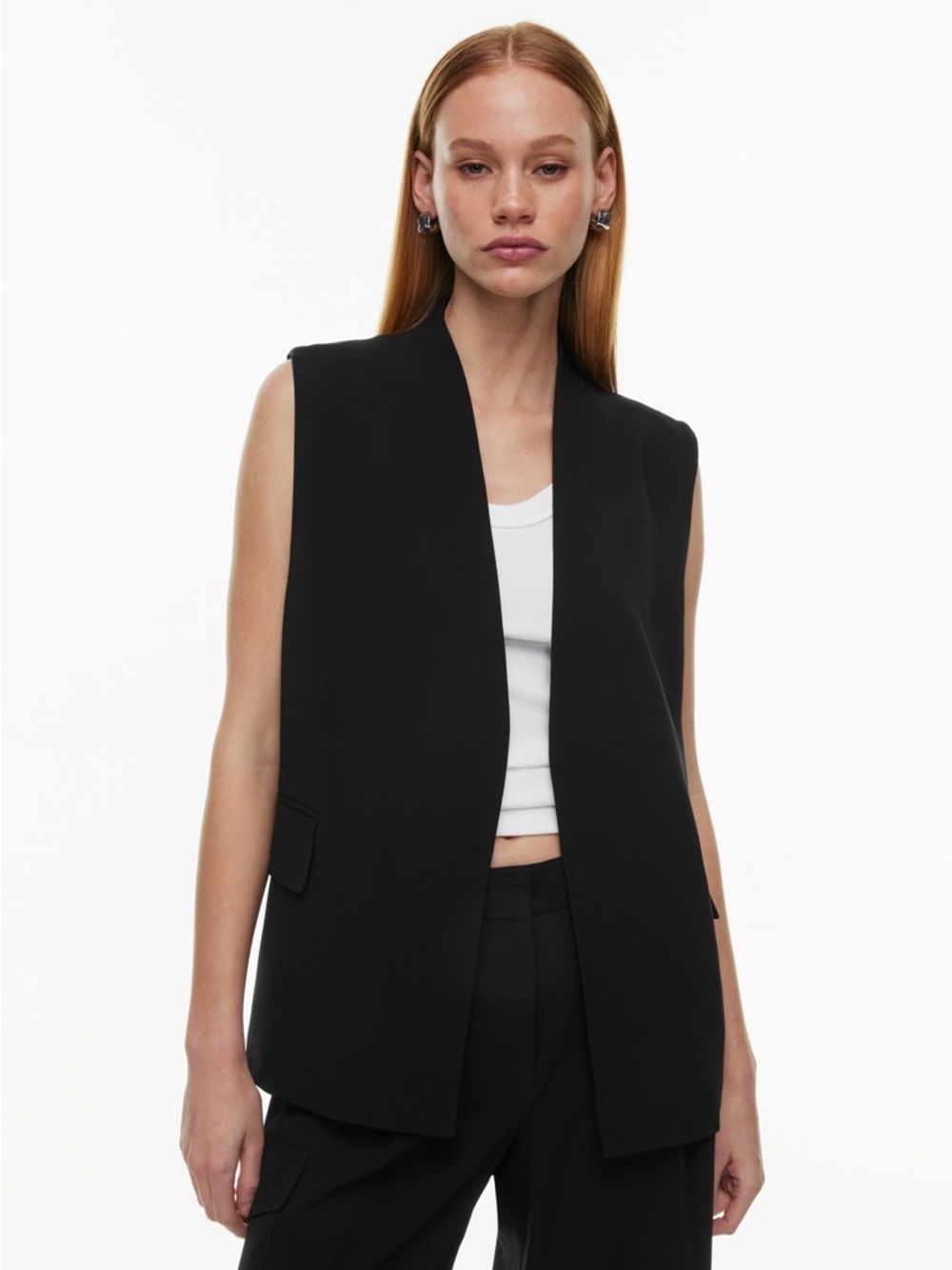 Topshop • NWT Black Sleeveless Open-Front Vest